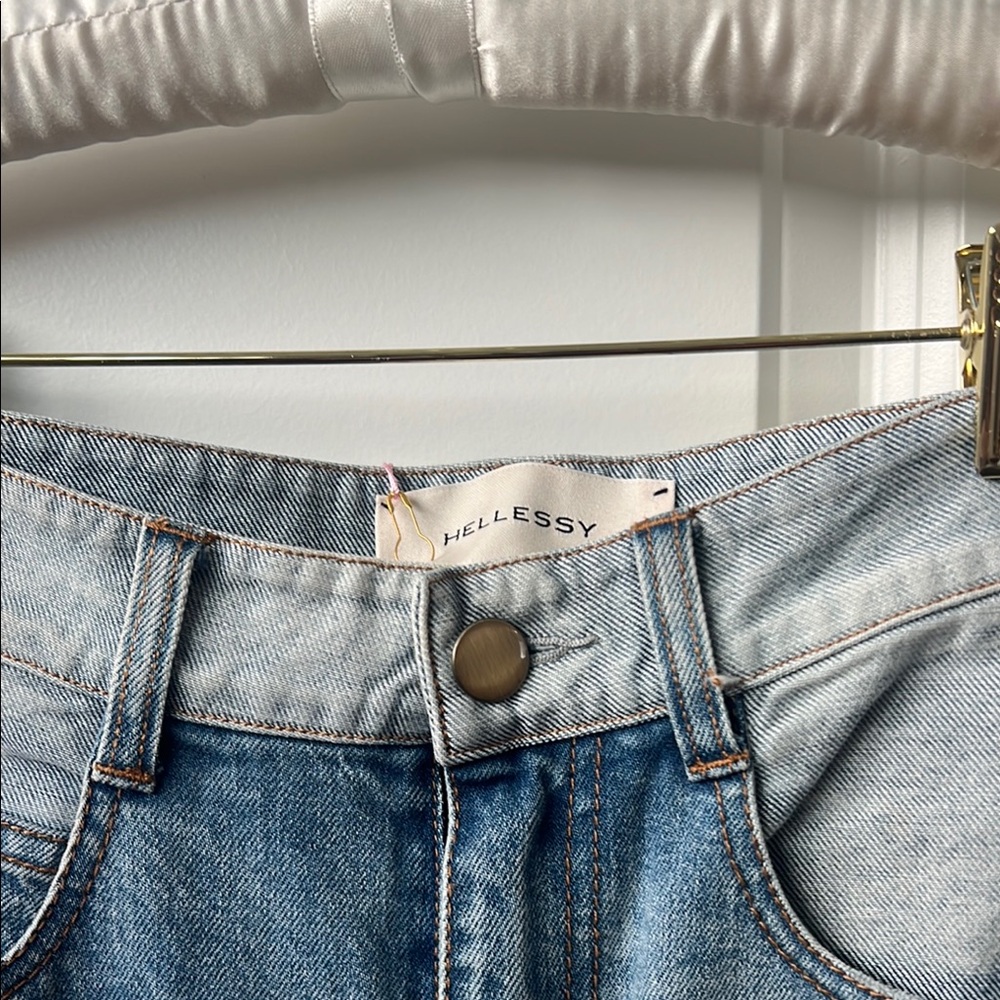 Two-Tone Blue Denim Jeans with Color-Blocked Design
